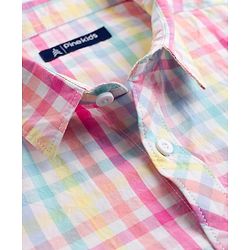 Pine Kids Cotton Woven Half Sleeves Checkered Shirt - Light Blue & Pink