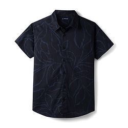 Pine Kids 100% Cotton Woven Half Sleeves Tropical Theme Printed Shirt - Navy Blue
