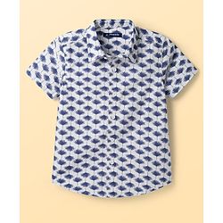 Pine Kids Cotton Woven Half Sleeves Floral Printed Shirt - White