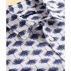 Pine Kids Cotton Woven Half Sleeves Floral Printed Shirt - White
