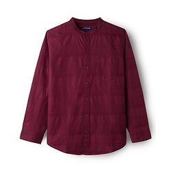 Pine Kids Cotton Woven Full Sleeves Solid Color Mandarin Collar Shirt - Maroon