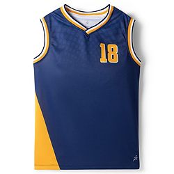 Pine Active Knit Sleeveless Athleisure T-Shirt & Shorts With 18 Number Print - Navy Blue