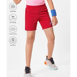 Pine Active Knit knee Length Super Stretch Solid Cycling Shorts - Red