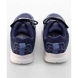Pine Kids Velcro Closure Text & Striped Design Sneaker Shoes - Navy Blue