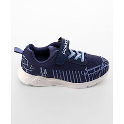 Pine Kids Velcro Closure Text & Striped Design Sneaker Shoes - Navy Blue
