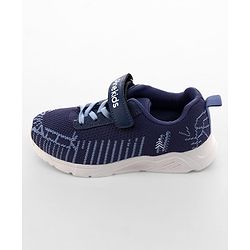 Pine Kids Velcro Closure Text & Striped Design Sneaker Shoes - Navy Blue