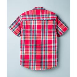 Pine Kids Cotton Woven Half Sleeves Checks Shirt With Inner Tee - Red