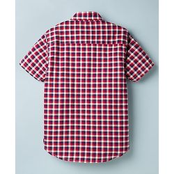 Pine Kids Cotton Woven Half Sleeves Checks Shirt With Inner Tee - Red