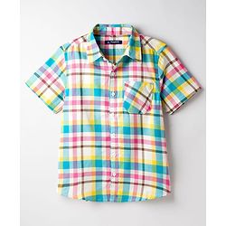 Pine Kids Cotton Woven Half Sleeves Checks Shirt - Multicolor