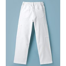 Pine Kids Denim Woven Full Length Jeans with Floral Print - White