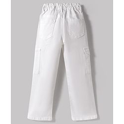Pine Kids Denim Woven Full Length Solid Jeans With Cargo Pockets - White