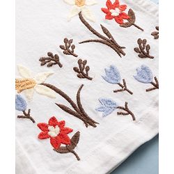 Pine Kids Denim Woven Full Length Denim Jeans with Floral Embroidery - White