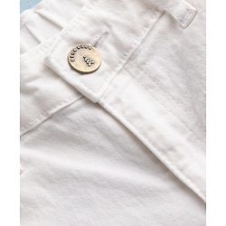 Pine Kids Denim Woven Full Length Denim Jeans with Floral Embroidery - White
