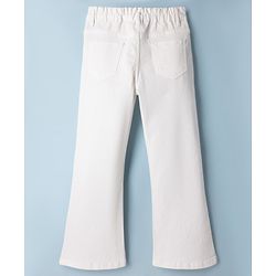 Pine Kids Denim Woven Full Length Denim Jeans with Floral Embroidery - White
