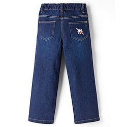 Pine Kids Denim Woven Full Length Hearts & Floral Printed Jeans - Navy Blue