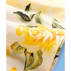 Pine Kids Poplin Woven Half Puffed Sleeves Floral Printed Frock - White & Yellow