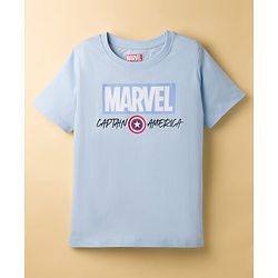 Pine Kids Marvel Single Jersey Knit Half Sleeves T-Shirt with Front & Back Avengers Graphic - Light Blue