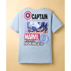 Pine Kids Marvel Single Jersey Knit Half Sleeves T-Shirt with Front & Back Avengers Graphic - Light Blue