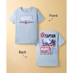 Pine Kids Marvel Single Jersey Knit Half Sleeves T-Shirt with Front & Back Avengers Graphic - Light Blue