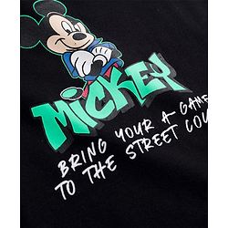 Pine Kids Disney 100% Cotton Knit Half Sleeves T-Shirt With Mickey Mouse Front & Back Print - Black