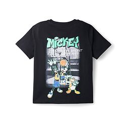 Pine Kids Disney 100% Cotton Knit Half Sleeves T-Shirt With Mickey Mouse Front & Back Print - Black