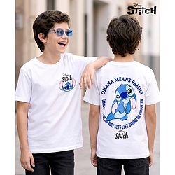 Pine Kids Disney 100% Cotton Knit Half Sleeves T-Shirt With Front & Back Stitch Graphic - White