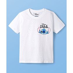 Pine Kids Disney 100% Cotton Knit Half Sleeves T-Shirt With Front & Back Stitch Graphic - White
