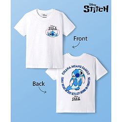 Pine Kids Disney 100% Cotton Knit Half Sleeves T-Shirt With Front & Back Stitch Graphic - White
