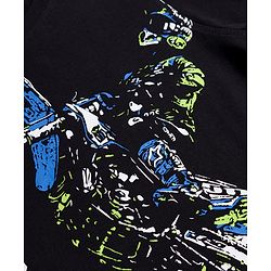 Pine Kids Cotton Knit T-Shirt Bike Rider Print Round Neck Half Sleeves Jet Black 4-5 Years