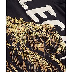 Pine Kids Cotton Knit T-Shirt with Lion Print Jet Black 4-5 Years
