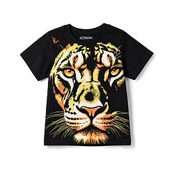 Pine Kids Cotton Knit T-Shirts Tiger Graphic Print Jet Black 4-5 Years