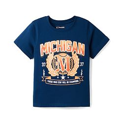 Pine Kids Cotton Knit T-Shirt Half Sleeves Michigan Print Gibraltar Sea 4-5 Years