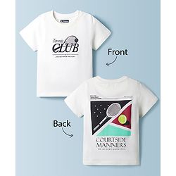 Pine Kids Cotton Knit T-Shirt with Tennis Club Graphic Print Snow White 4-5 Years