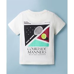 Pine Kids Cotton Knit T-Shirt with Tennis Club Graphic Print Snow White 4-5 Years