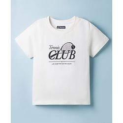 Pine Kids Cotton Knit T-Shirt with Tennis Club Graphic Print Snow White 4-5 Years
