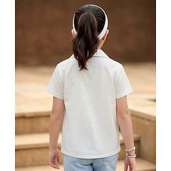 Pine Kids 100% Cotton Woven Half Sleeves Floral Embroidered Top - White