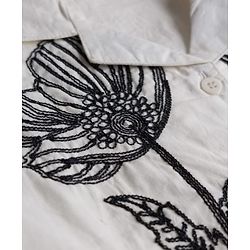 Pine Kids 100% Cotton Woven Half Sleeves Floral Embroidered Top - White