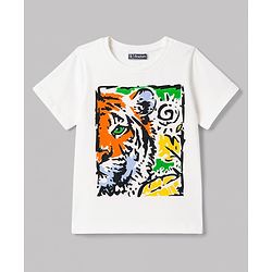 Pine Kids Cotton Knit T-Shirts Animal Graphic Print Snow White 4-5 Years