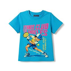 Pine Kids 100% Cotton Knit Text & Sports Theme Printed T-Shirt - Blue