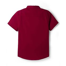 Pine Kids Cotton Woven Half Sleeves Shirt With Future Print - Maroon