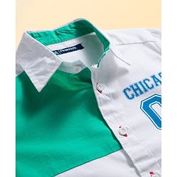 Pine Kids Cotton Woven Full Sleeves Cut & Sew Shirt with Chicago Print - White