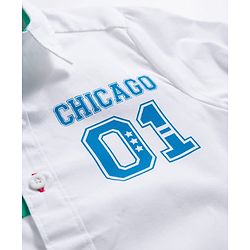 Pine Kids Cotton Woven Full Sleeves Cut & Sew Shirt with Chicago Print - White