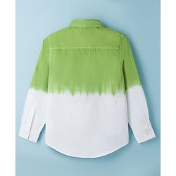 Pine Kids Cotton Woven Full Sleeves Ombre Shirt - Green & White