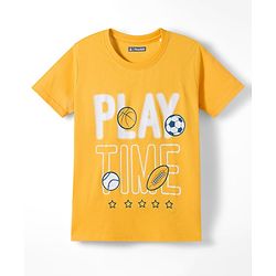 Pine Kids Cotton Knit Half Sleeves Sports Theme & Text Printed T-Shirts Pack Of 5 - Multicolour
