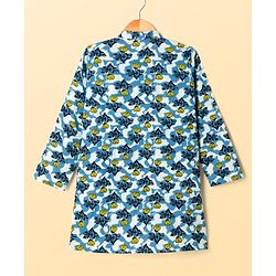 Pine Kids Cotton Woven Full Sleeves Kurta Pyjama Set With Floral Print - White