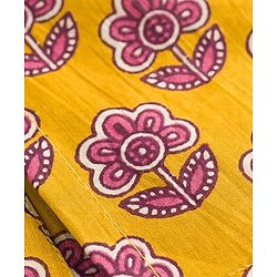 Pine Kids Cotton Woven Full Sleeves Kurta Pyjama Set With Floral Print - Mustard