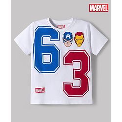 Pine Kids Marvel Single Jersey Knit Half Sleeves T-Shirt with Avengers Graphic - White