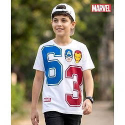Pine Kids Marvel Single Jersey Knit Half Sleeves T-Shirt with Avengers Graphic - White