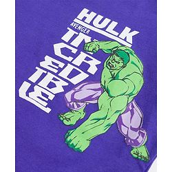Pine Kids Marvel Single Jersey Knit Drop Shoulder Half Sleeves T-Shirt with Hulk Front  & Back Print - Purple