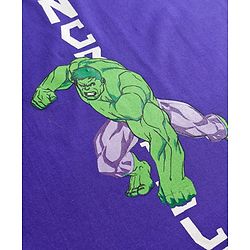 Pine Kids Marvel Single Jersey Knit Drop Shoulder Half Sleeves T-Shirt with Hulk Front  & Back Print - Purple